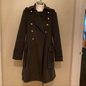 Zara olive green military gold button overcoat